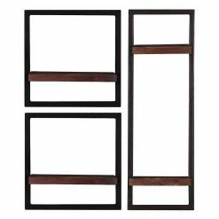 Altholz Wandregale Mit Metallrahmen - Solapura (dreiteilig)