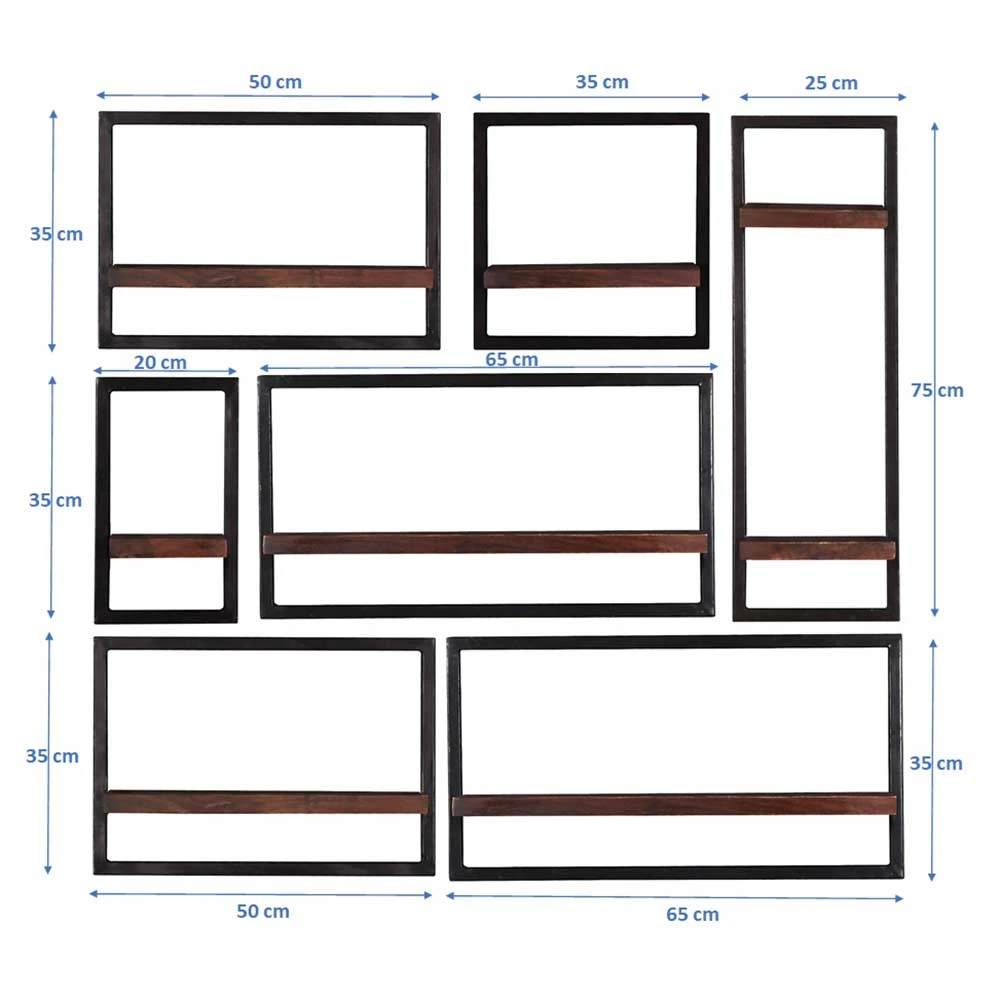 Designer Hängeregale Kombi - Solapura (siebenteilig) – Bild 3