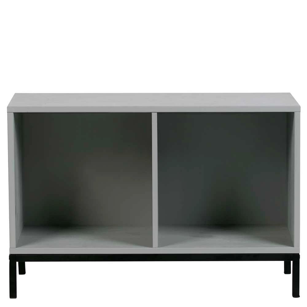 Graues Holzregal Mit Metallgestell Schwarz - Lanik