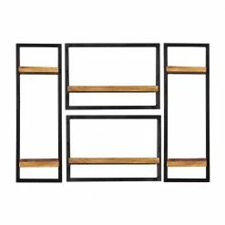 Hängeregale Set Aus Mango Holz - Evradon (vierteilig)