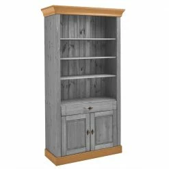 Landhaus Regal Schrank In Grau & Kiefer Lauge - Cempino