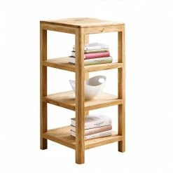 Quadratisches Standregal Uvinessa Aus Wildeiche Massiv Geölt