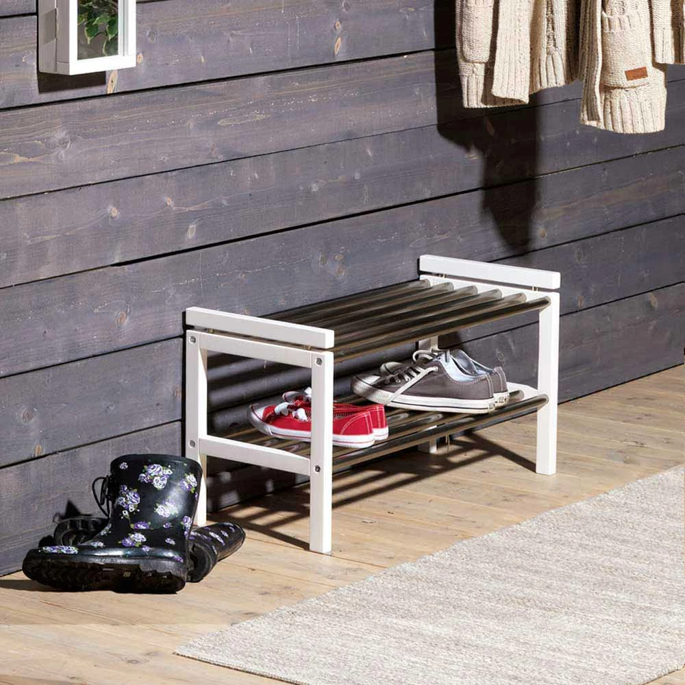 Regal Für Schuhe In Weiß & Edelstahl - Gorfu – Bild 2