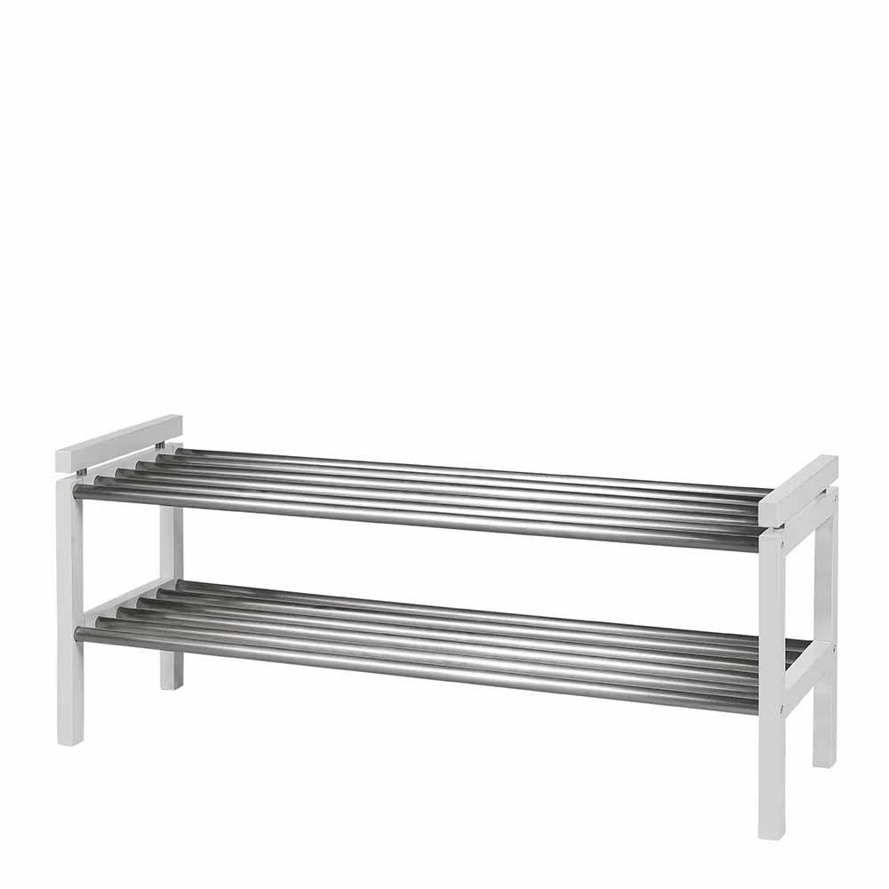 Regal Für Schuhe In Weiß & Edelstahl - Gorfu