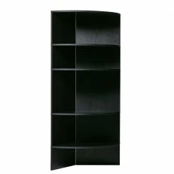 Schwarzes Holz Regal In Halbrund - Nircana