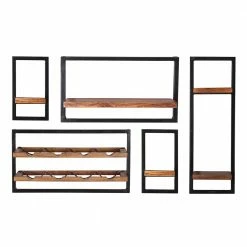 Wandregal Kombination Mit Flaschenablagen - Filurina (fünfteilig)