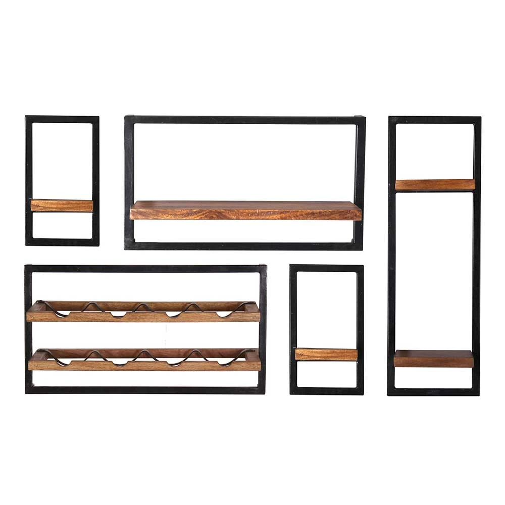 Wandregal Kombination Mit Flaschenablagen - Filurina (fünfteilig)