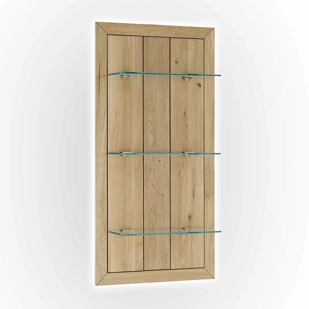 Wandregal Mit 3 Glasböden In Wildeiche - Vegrilo – Bild 2