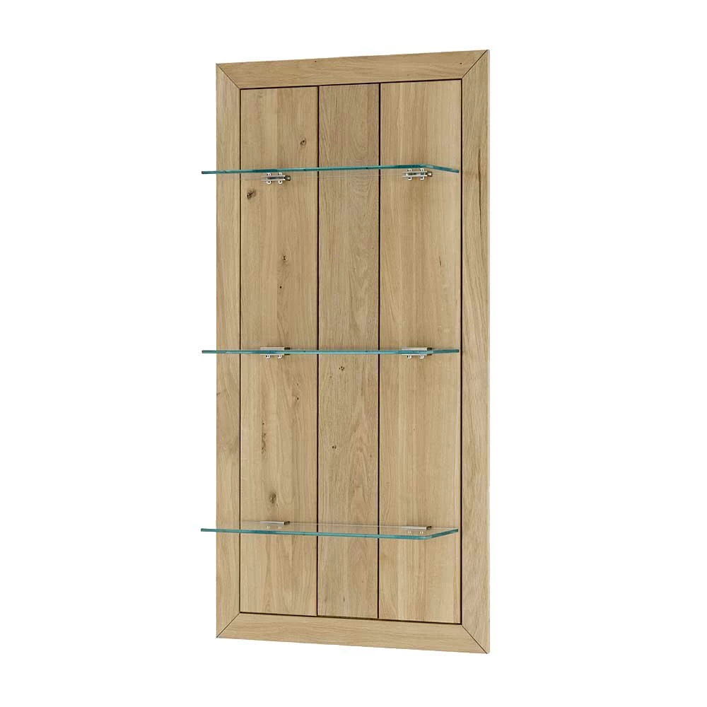 Wandregal Mit 3 Glasböden In Wildeiche - Vegrilo