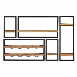 Wandregale Set Inklusive Flaschenhalter - Evradon (fünfteilig)